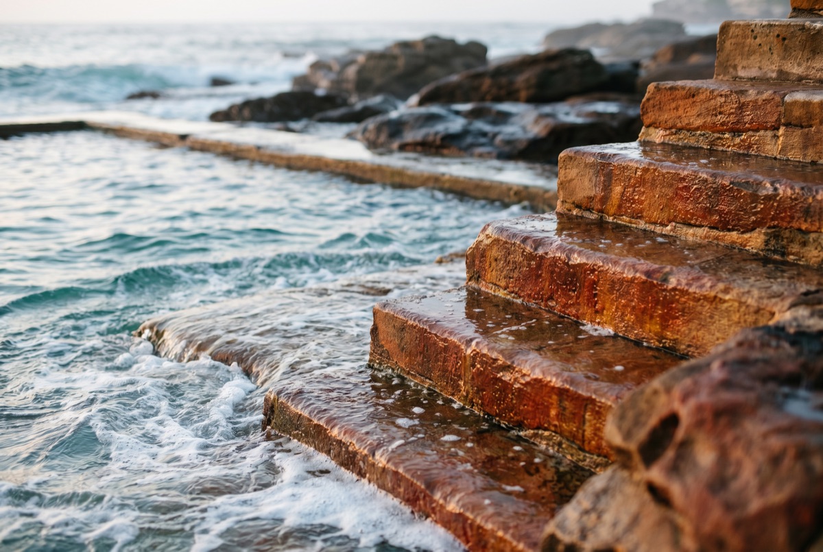 Sydney's Bondi to Bronte coastal path at first light, before the beach fills up